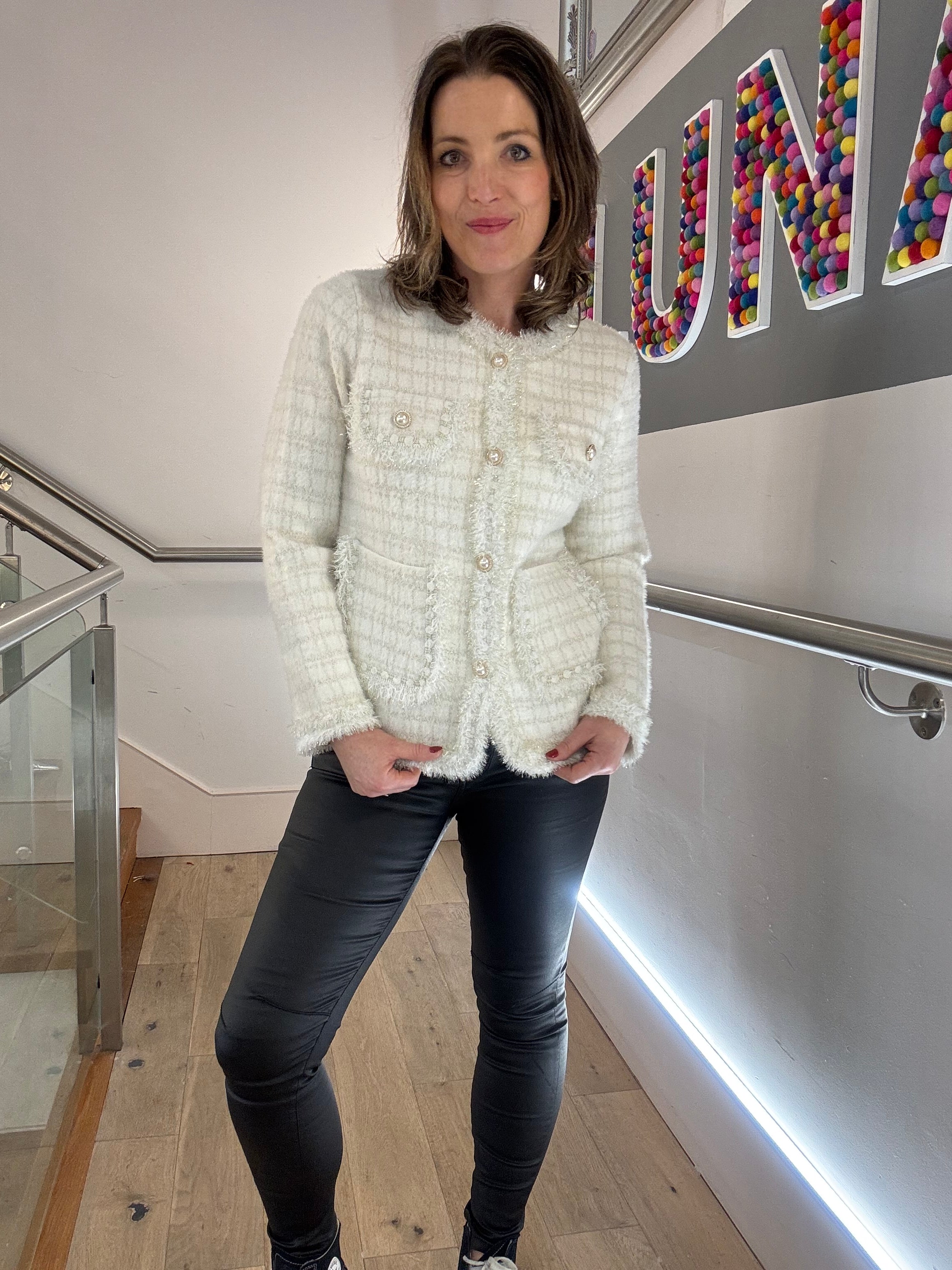 Jeans Chanel Style Boucle Jacket Uk Shop Classic Chanel Style