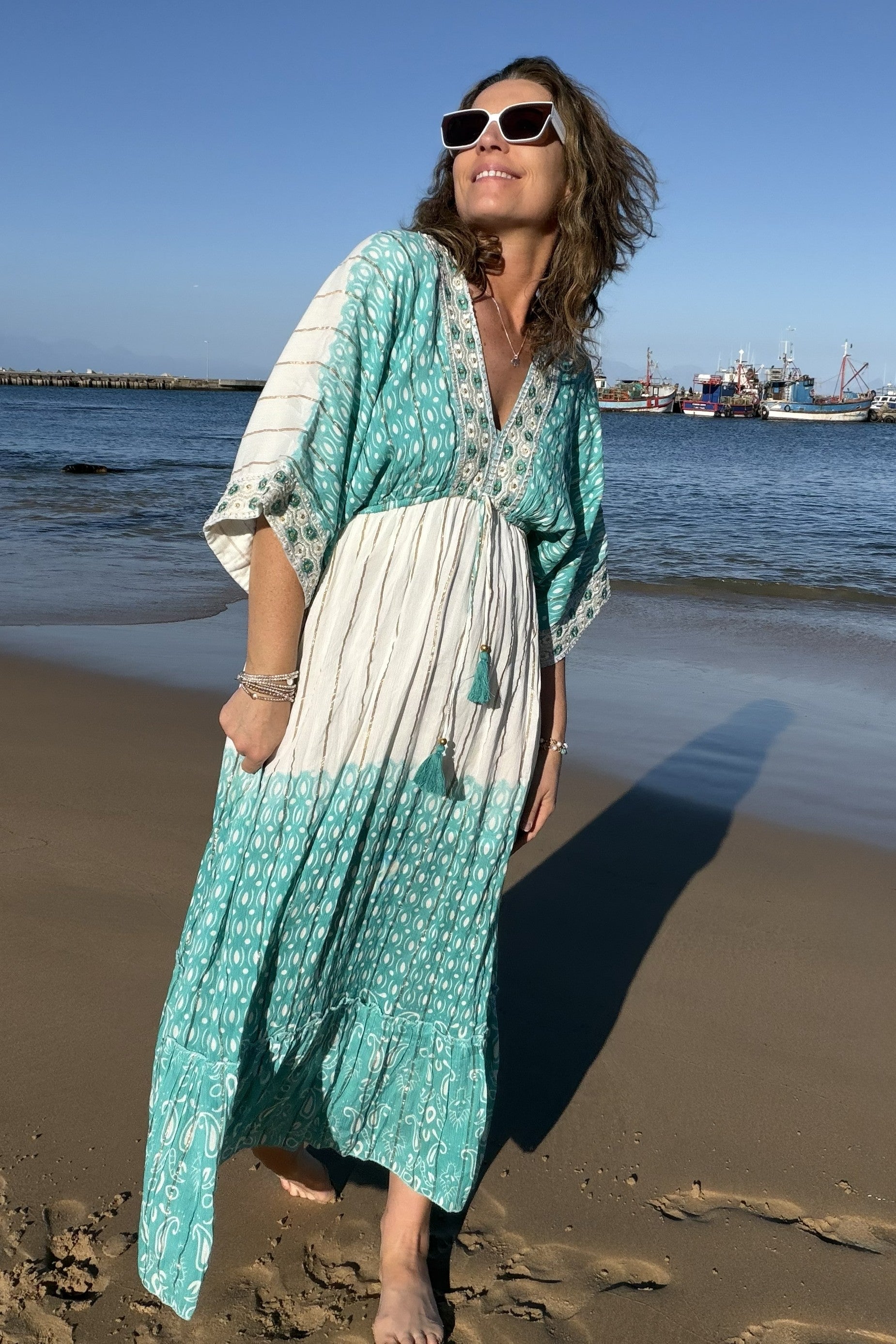 The Jada Boho Maxi Dress Turquoise