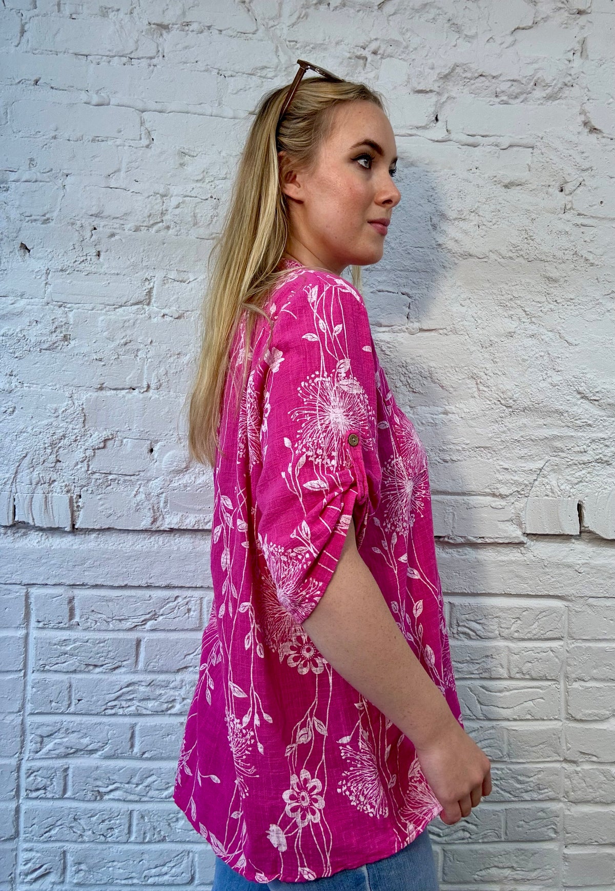 Dandelion Dream Roll-Sleeve Top