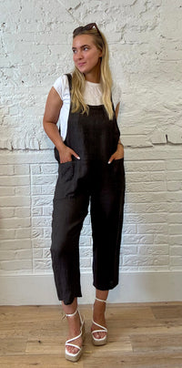 100% Linen Dungarees with Front Pockets