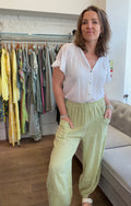 Cotton & Linen Mix Barrel Leg Trousers