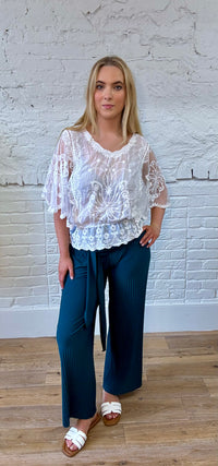 Pleated Tie Waist Trouser