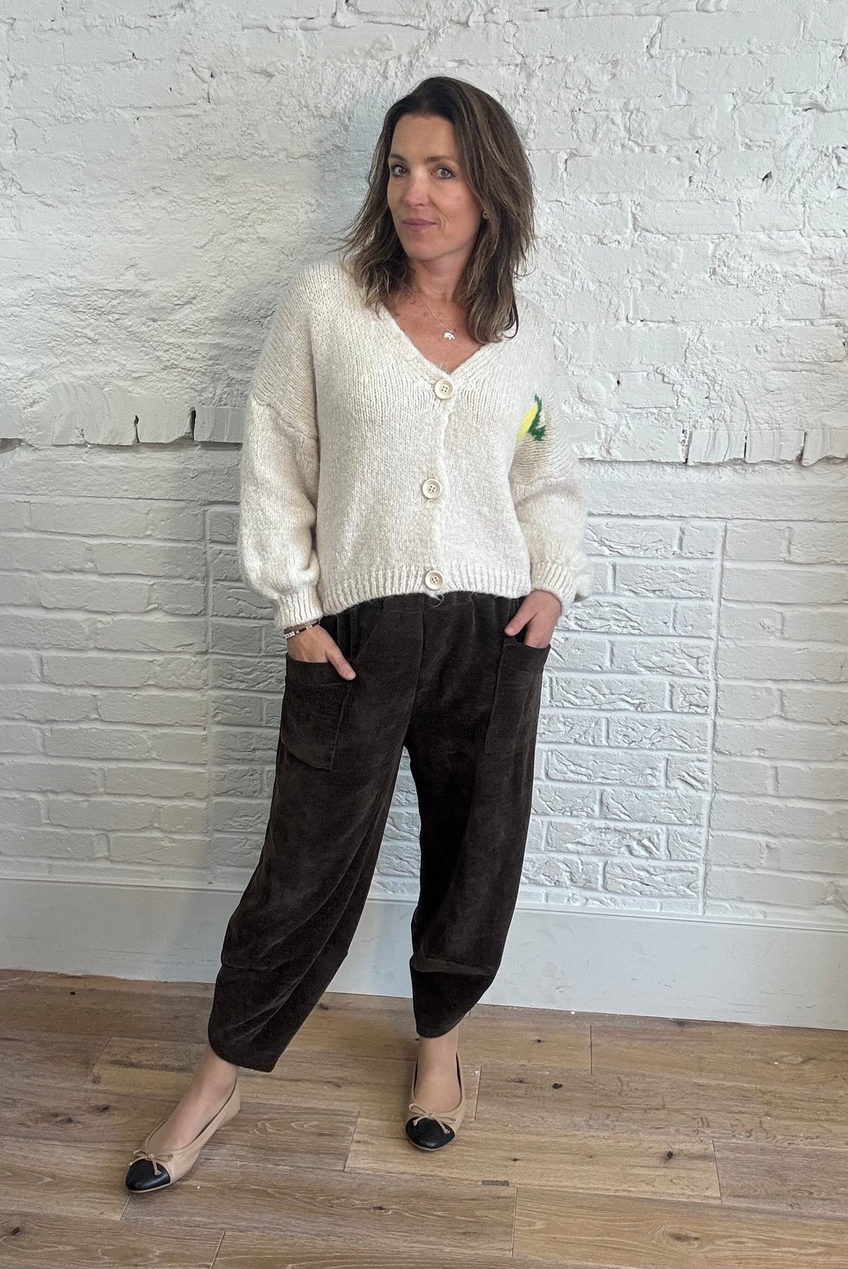 Chenille Barrel Leg Trousers