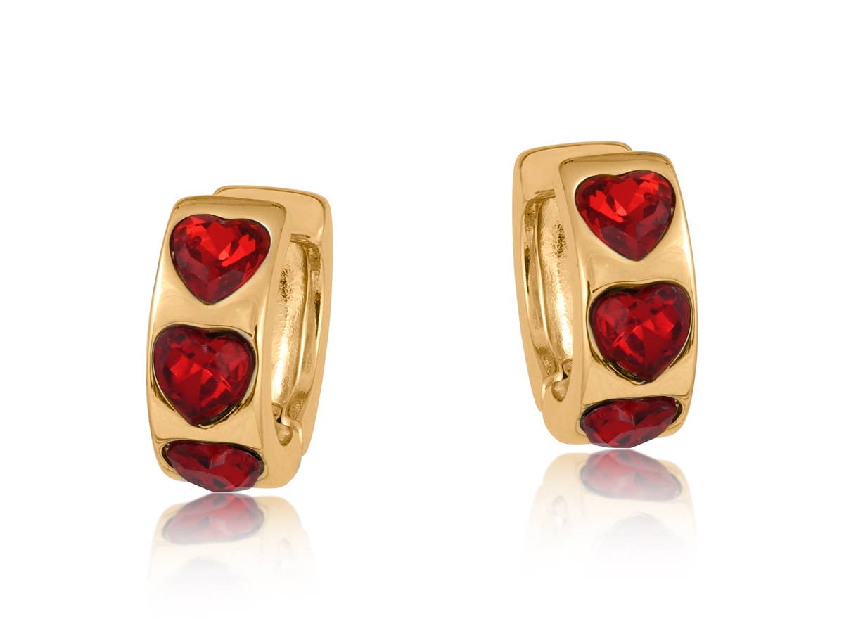 Hattie Heart Stones Hoop Earrings