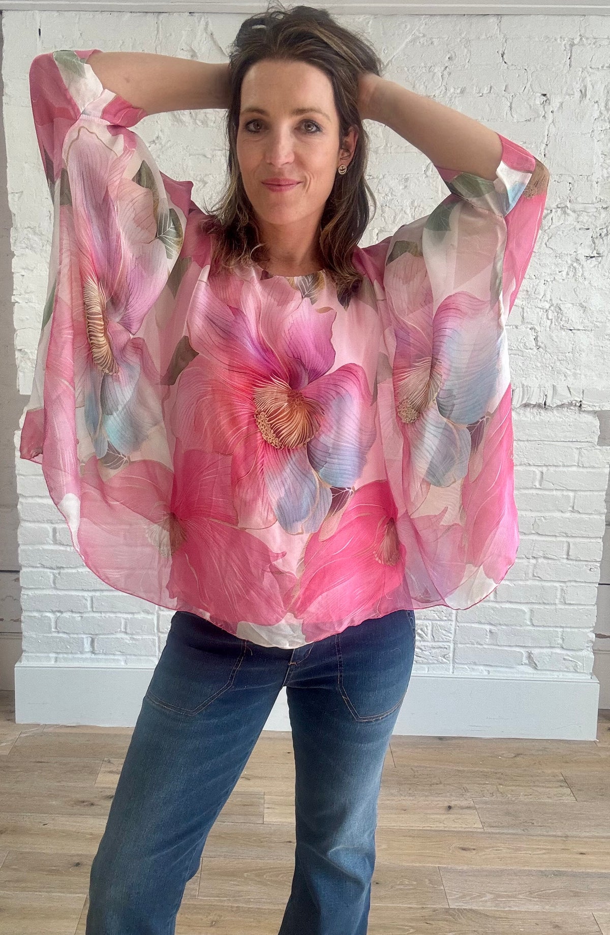 Floral Print Silk Top