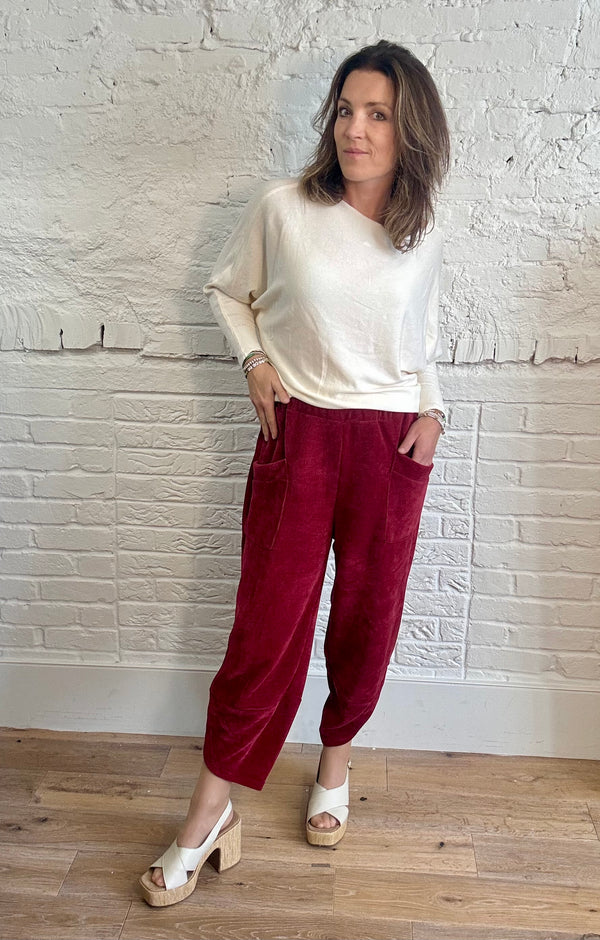 Chenille Barrel Leg Trousers
