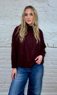 Adele High Neck Hi Lo Soft Knit Sweater