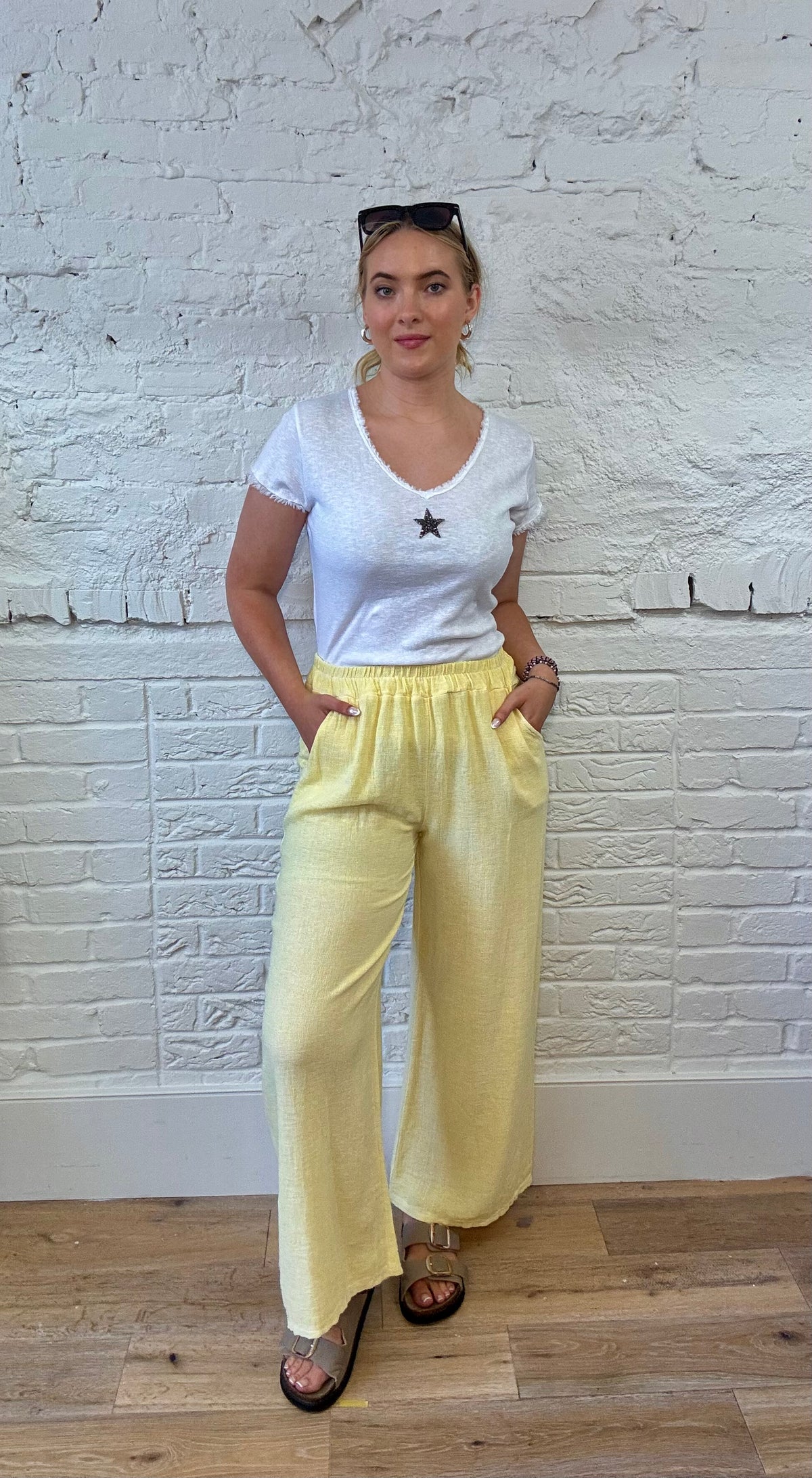 Cotton & Linen Mix Wide Leg Trousers