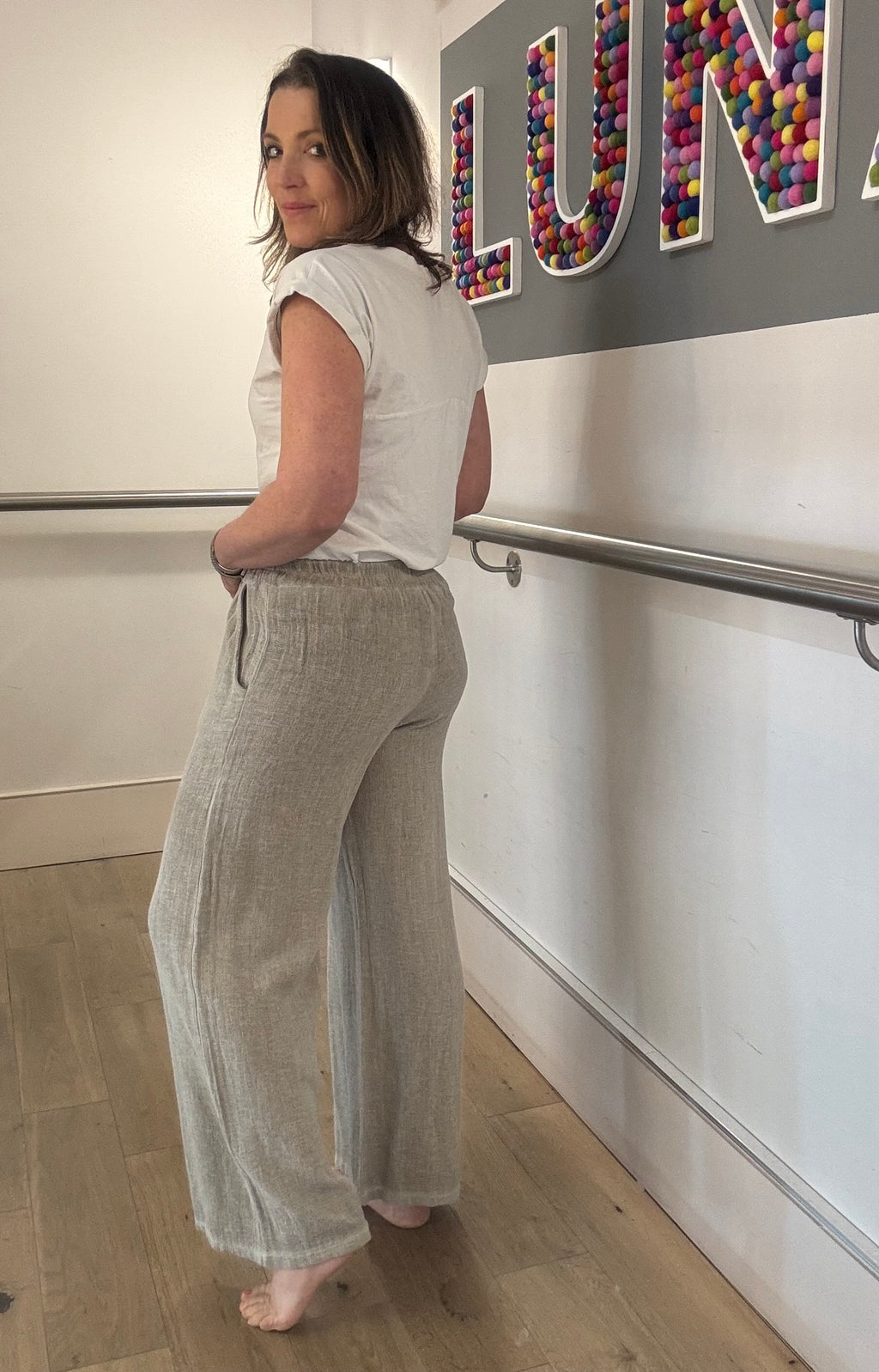 Cotton & Linen Mix Wide Leg Trousers