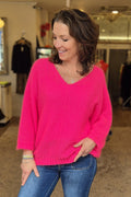 Jersey de cuello en V esponjoso
