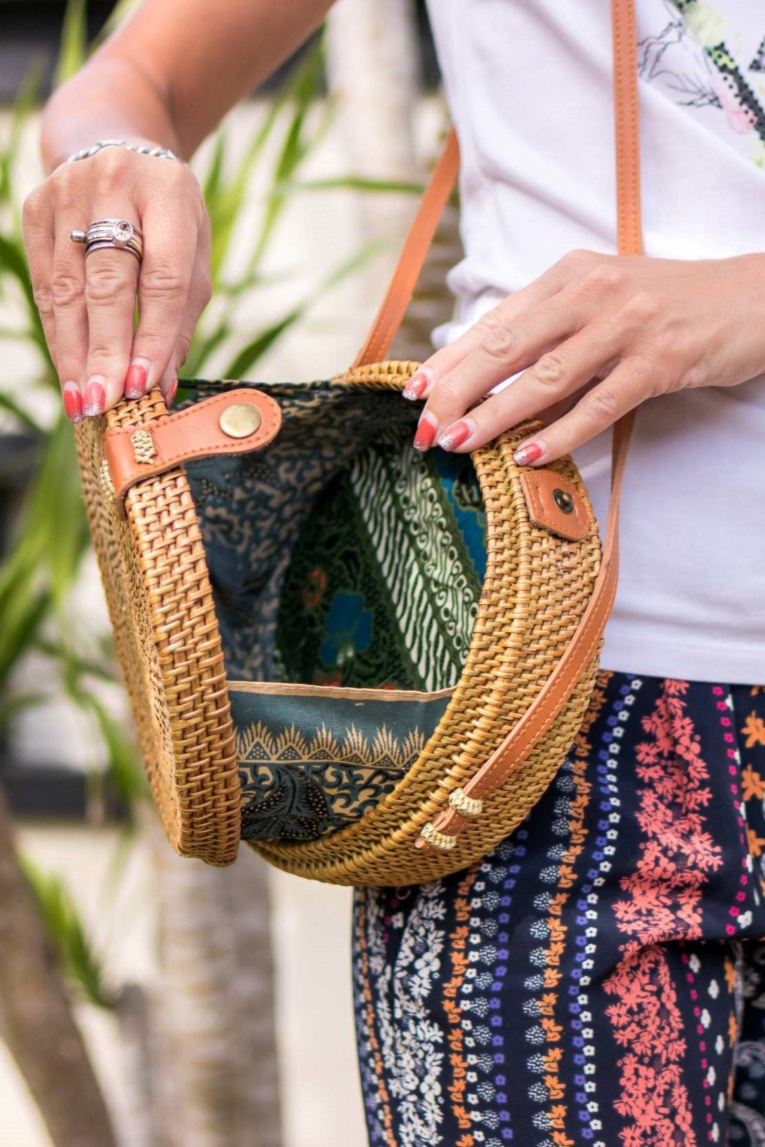 Hand woven rattan bag best sale