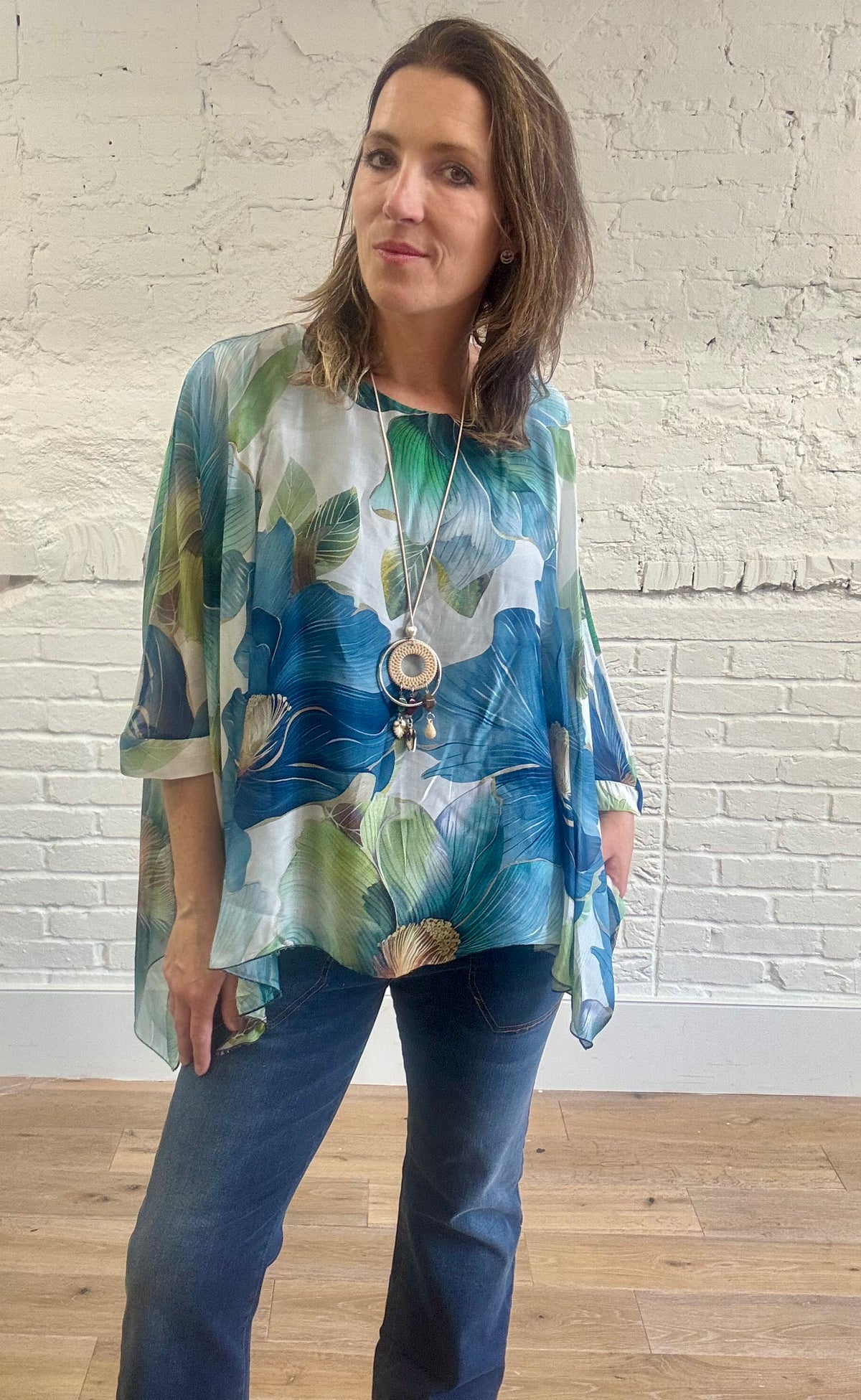 Floral Print Silk Top