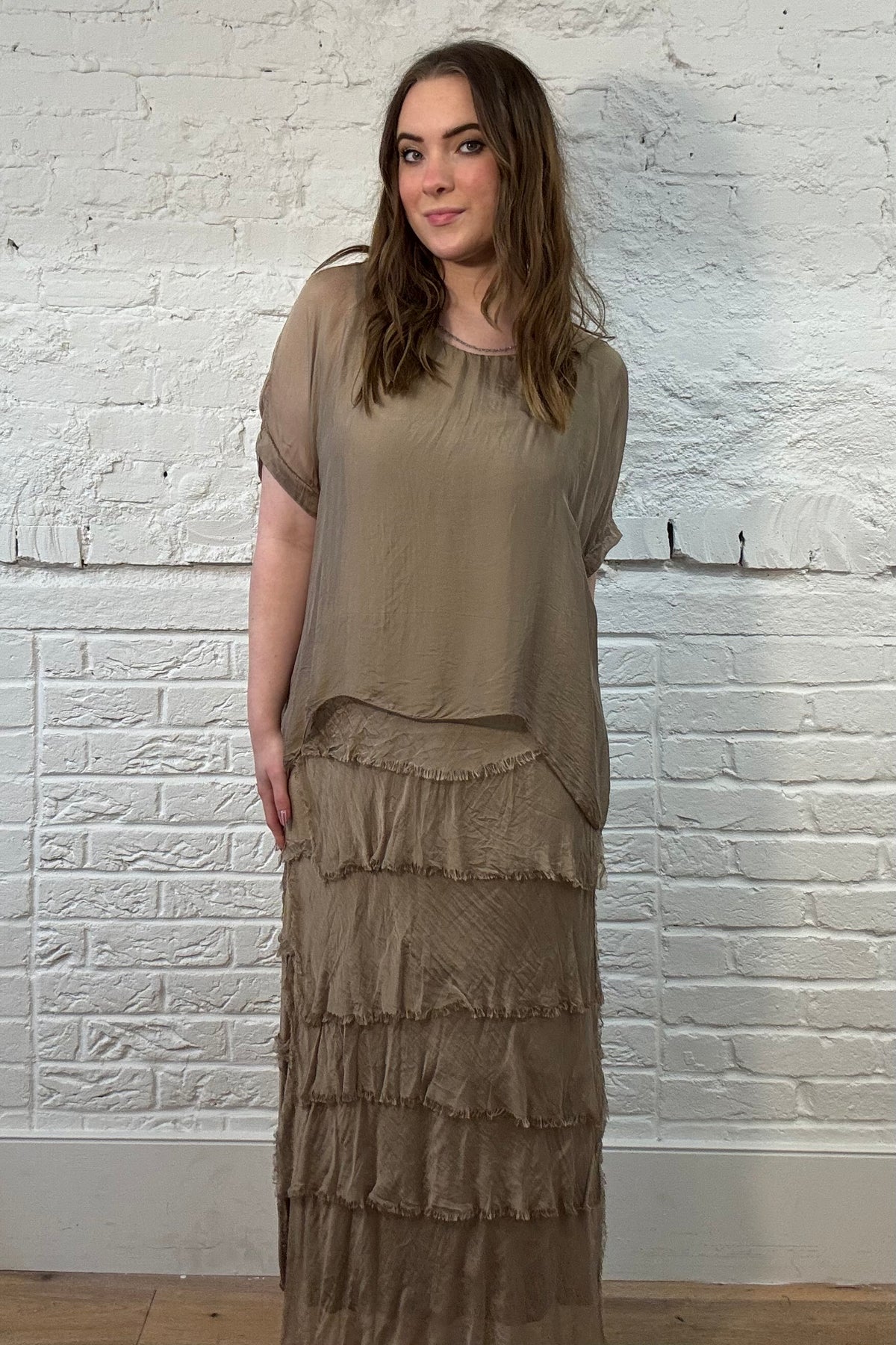 Vestido superpuesto de seda