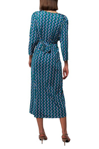 Twist Wrap Midi Dress Long Sleeve