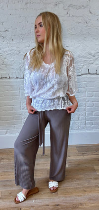 Pleated Tie Waist Trouser