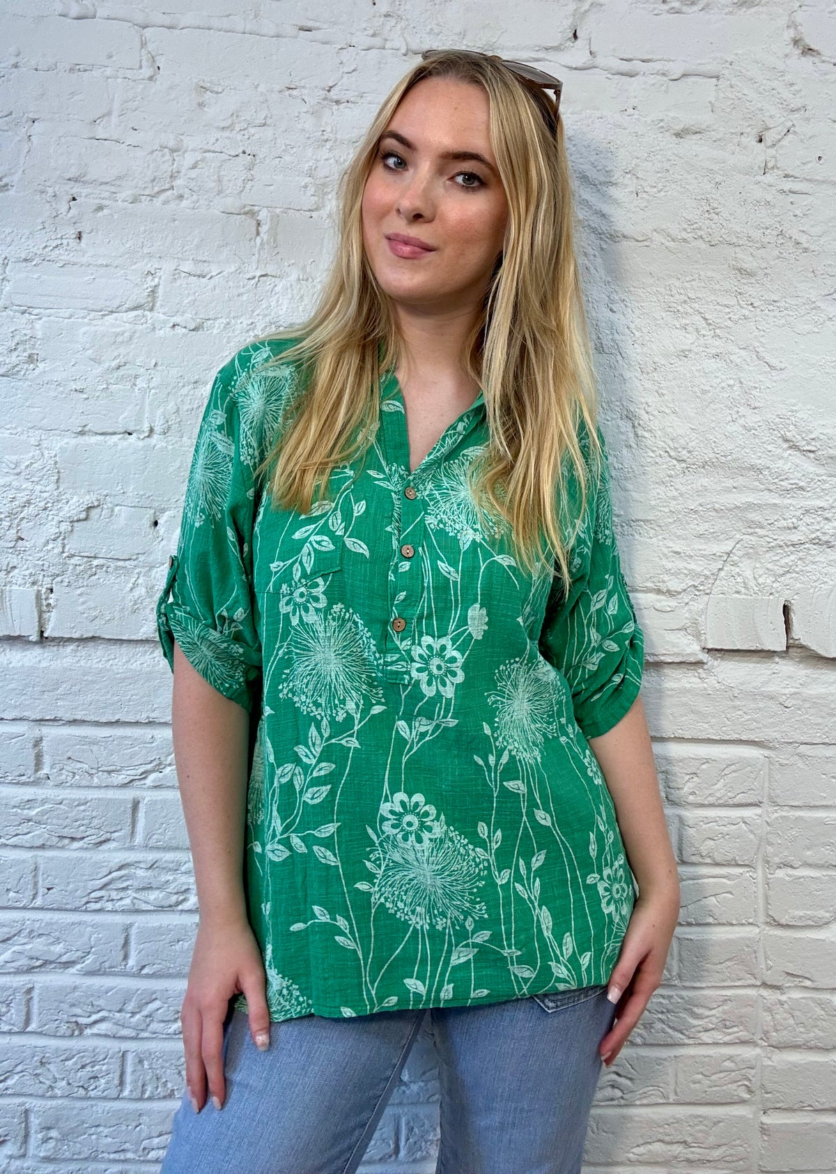 Dandelion Dream Roll-Sleeve Top