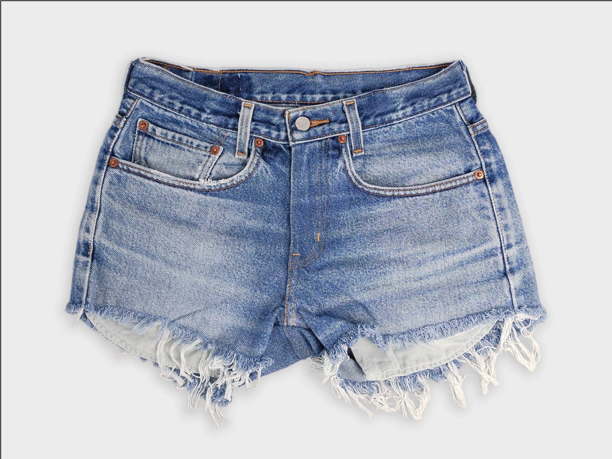 Low-Rise Upcycled Levi Denim Shorts - Original