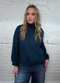 Adele High Neck Hi Lo Soft Knit Sweater