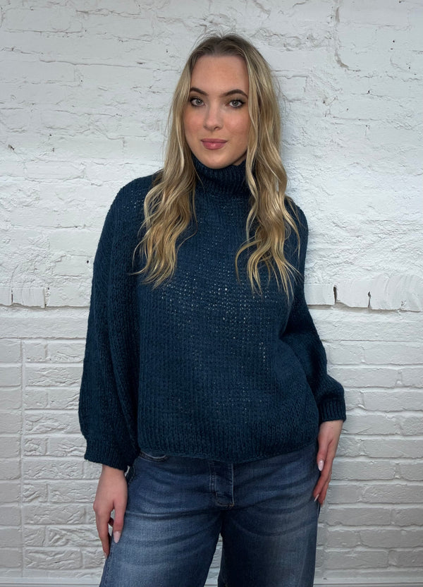 Adele High Neck Hi Lo Soft Knit Sweater