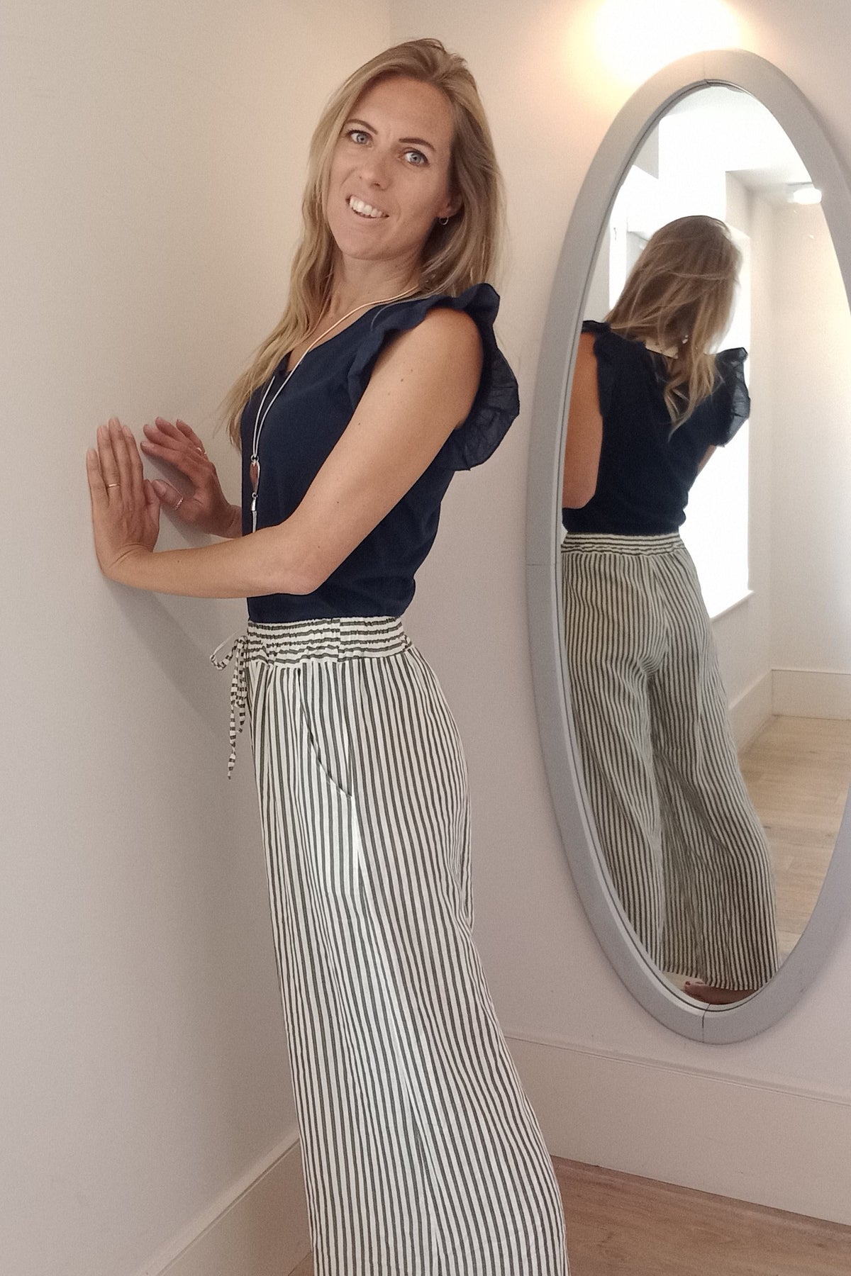 Striped Wide Leg Trousers