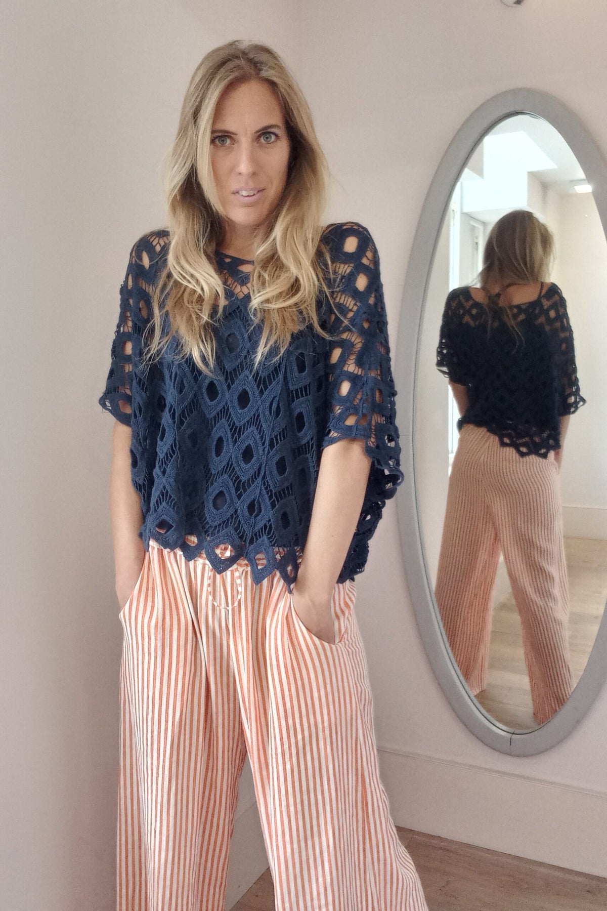 Striped Wide Leg Trousers