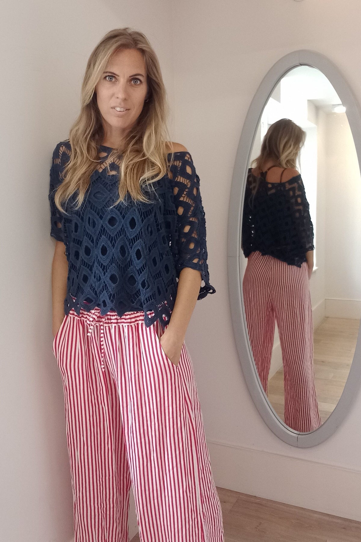 Striped Wide Leg Trousers