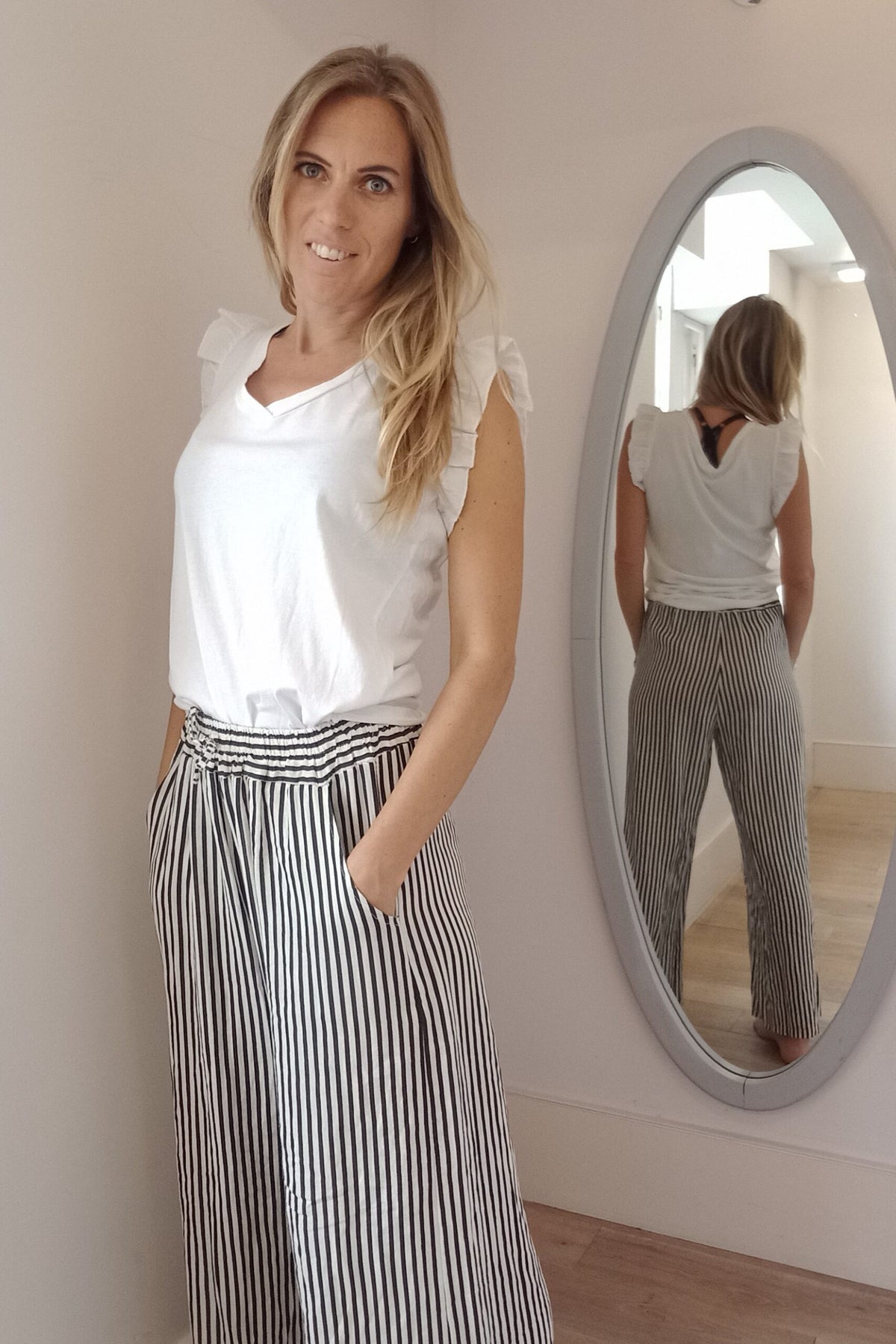 Striped Wide Leg Trousers