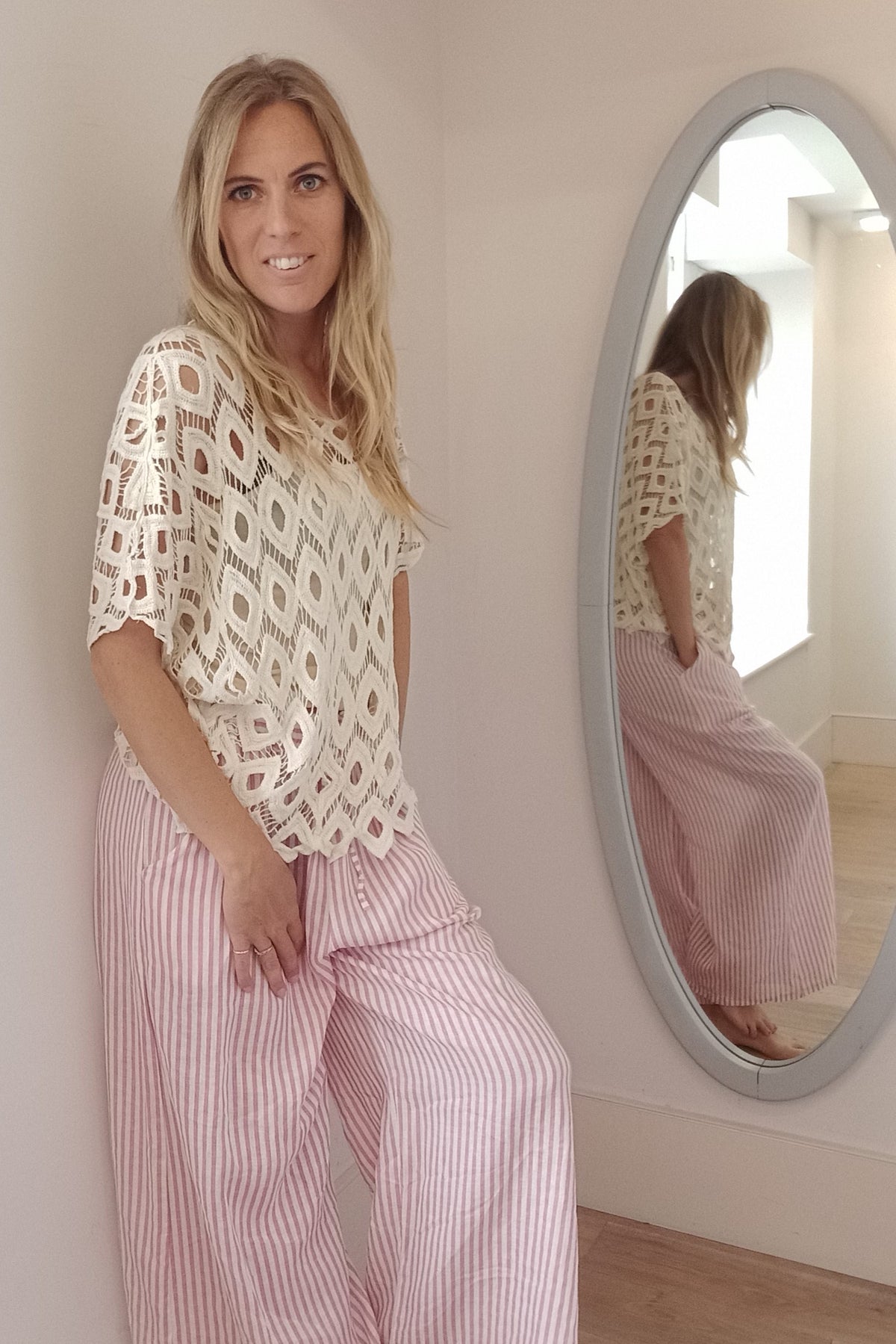 Striped Wide Leg Trousers