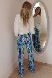 Stretch Printed Wide  Leg Trousers