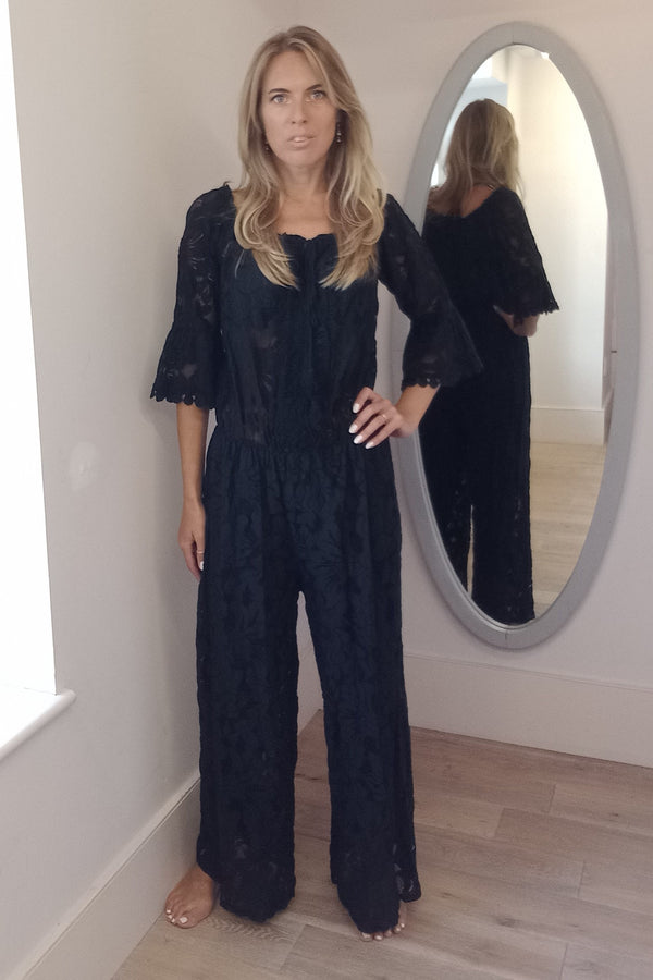 Wide Leg Lace Jumpsuit