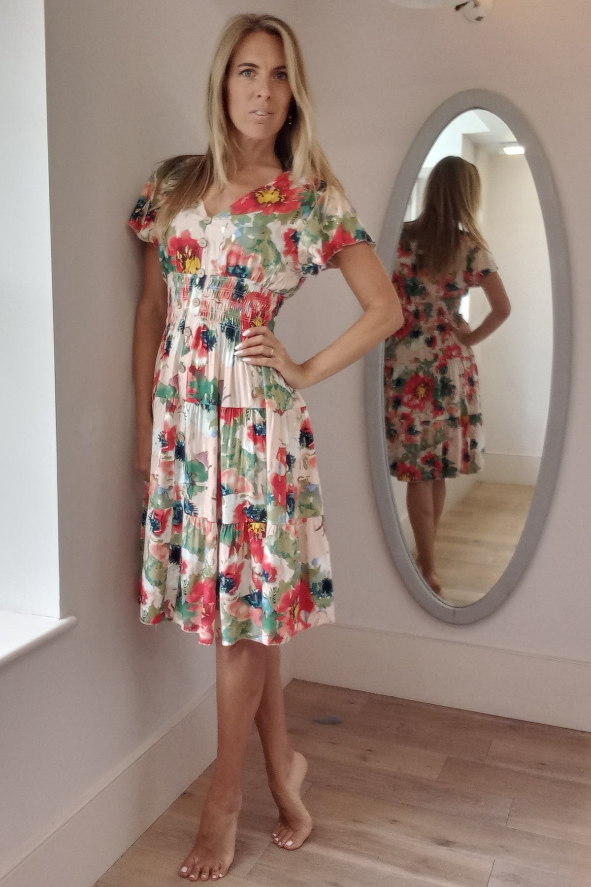 Floral Button Midi Dress