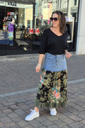 Keqioa Denim Mix Skirt