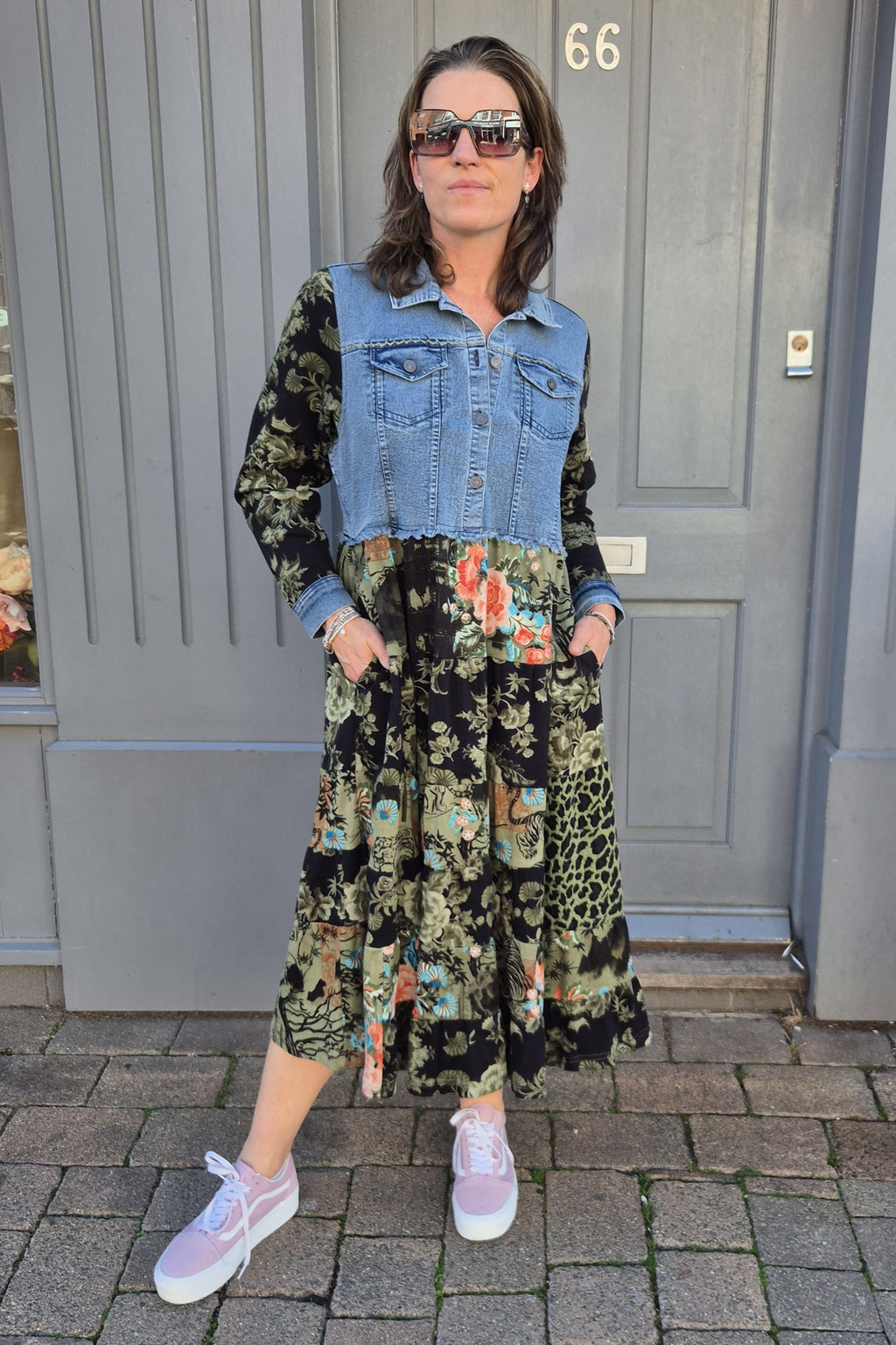 Keqioa Denim Mix Dress