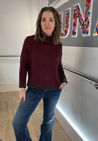 Funnel Neck Contrast Stitch Jumper