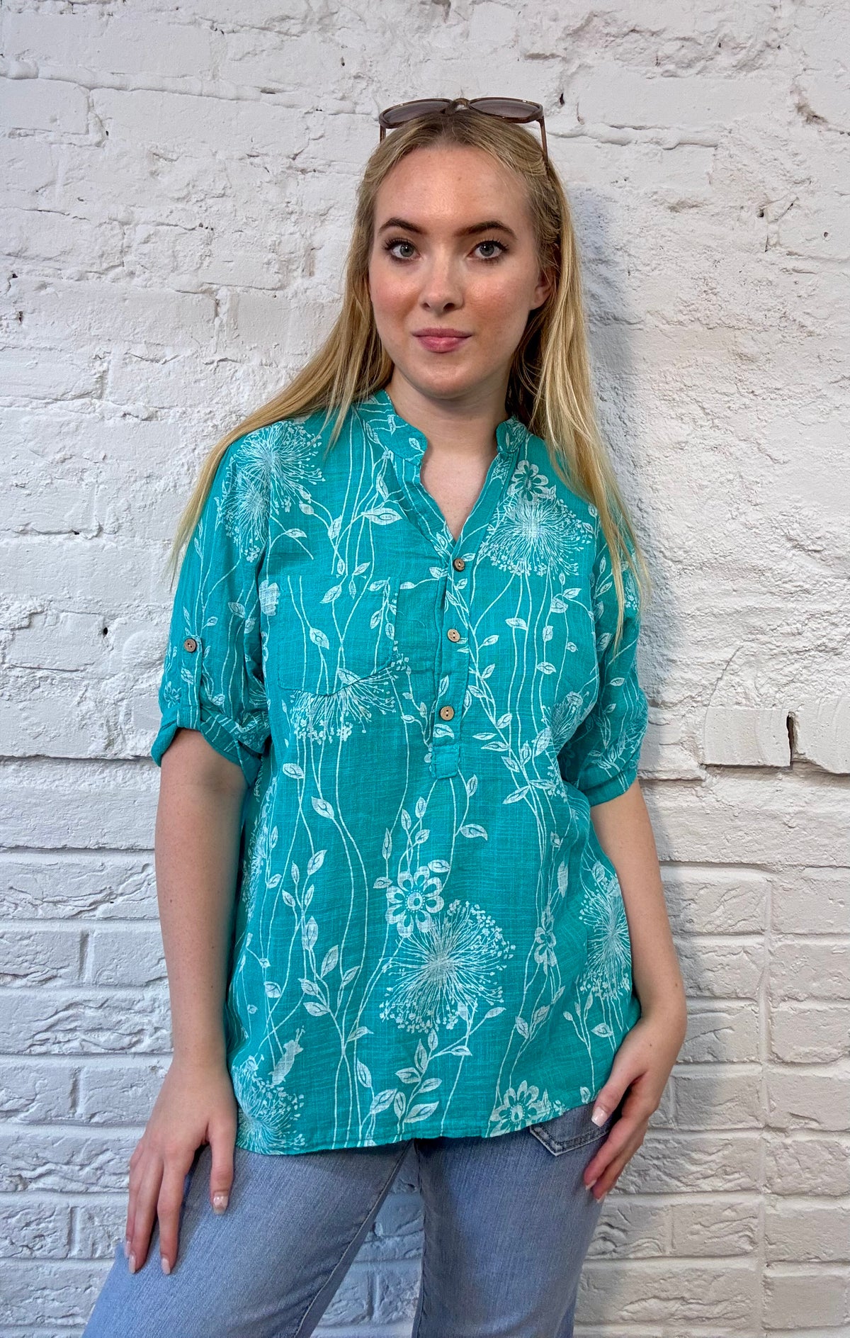 Dandelion Dream Roll-Sleeve Top