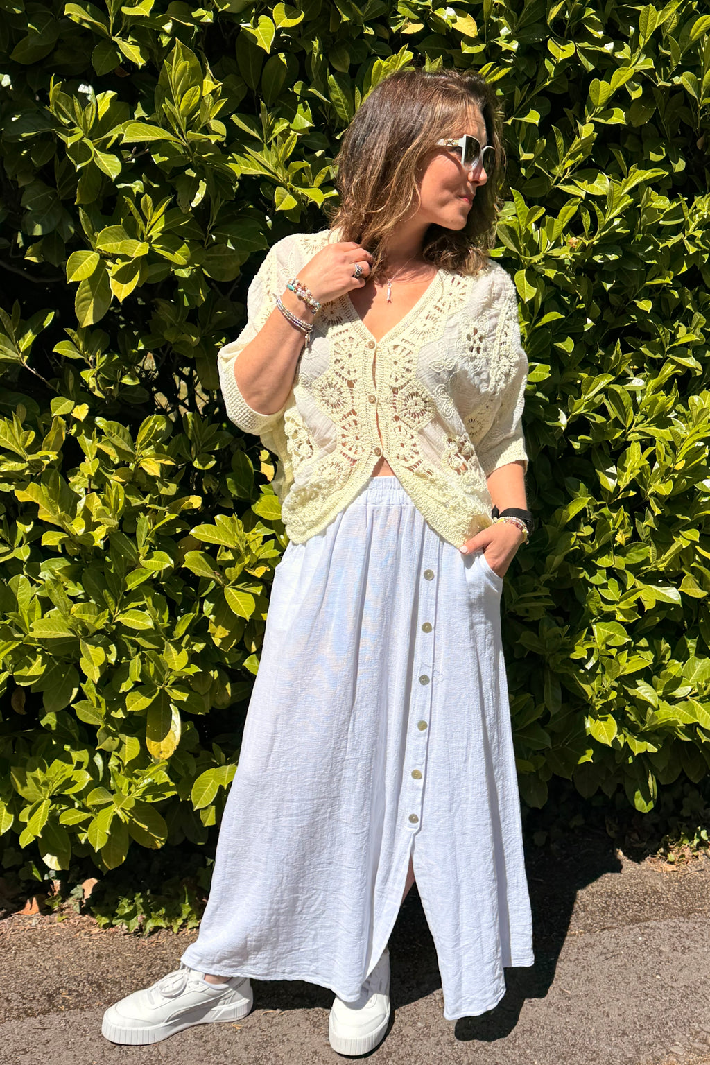 Corinna Cotton & Linen Button-Front Skirt