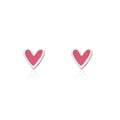 Mini Heart Studs -Raspberry Red Enamel