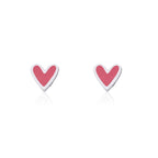 Mini Heart Studs -Raspberry Red Enamel