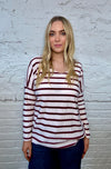 Soft Striped V-Neck Long Sleeve Top