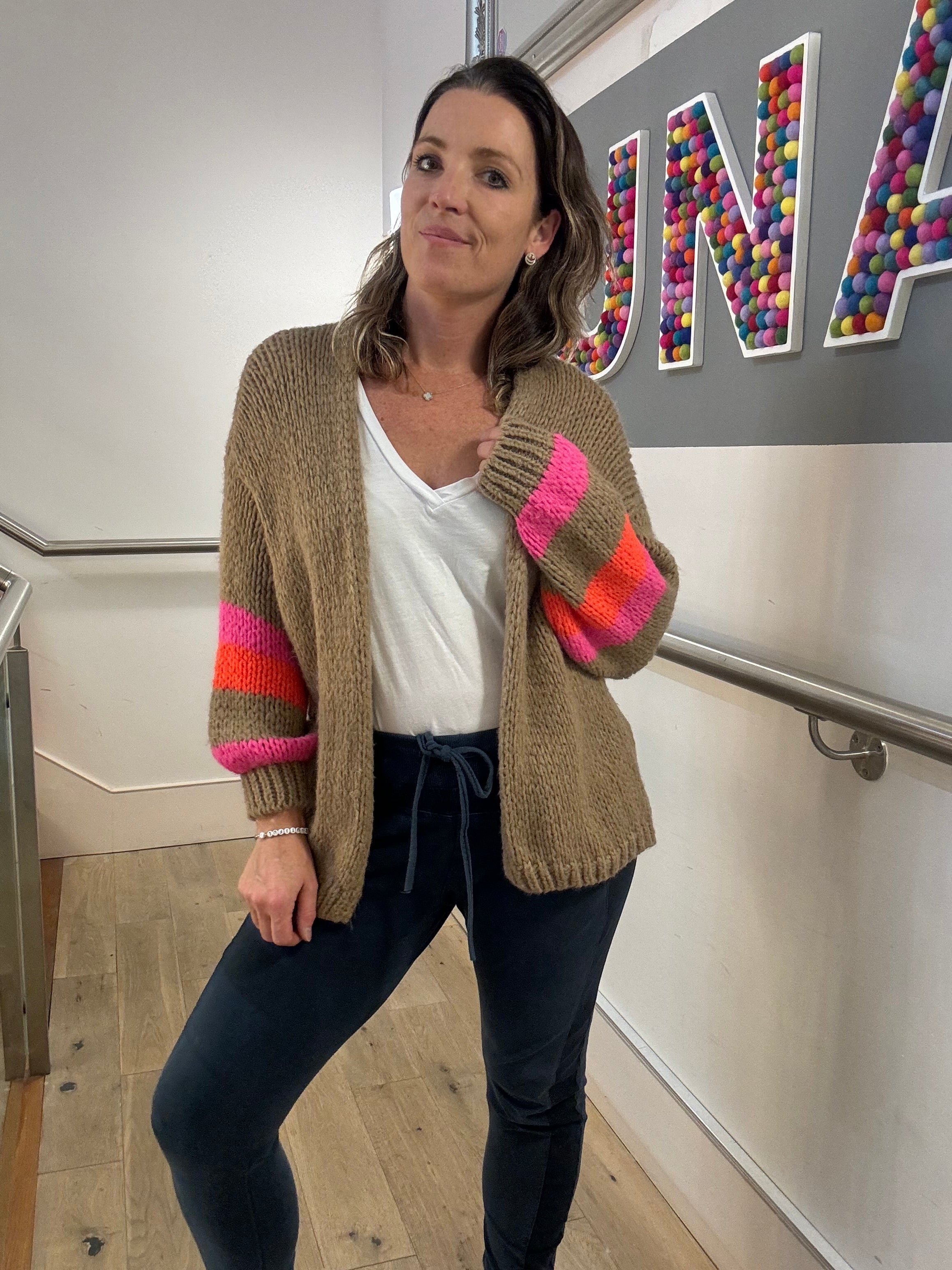 Contrast stripe cardigan shop