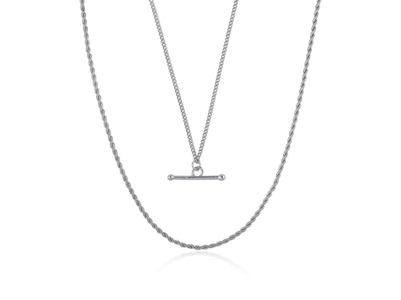 Marina Two Layered Chain Long Necklace with T-bar