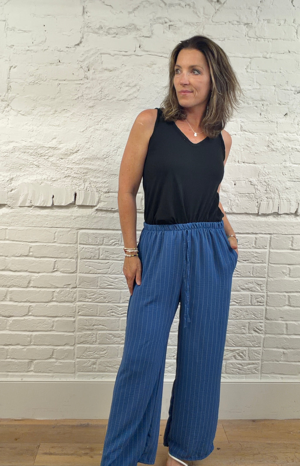 Birgitta Pinstripe Wide Leg Trousers