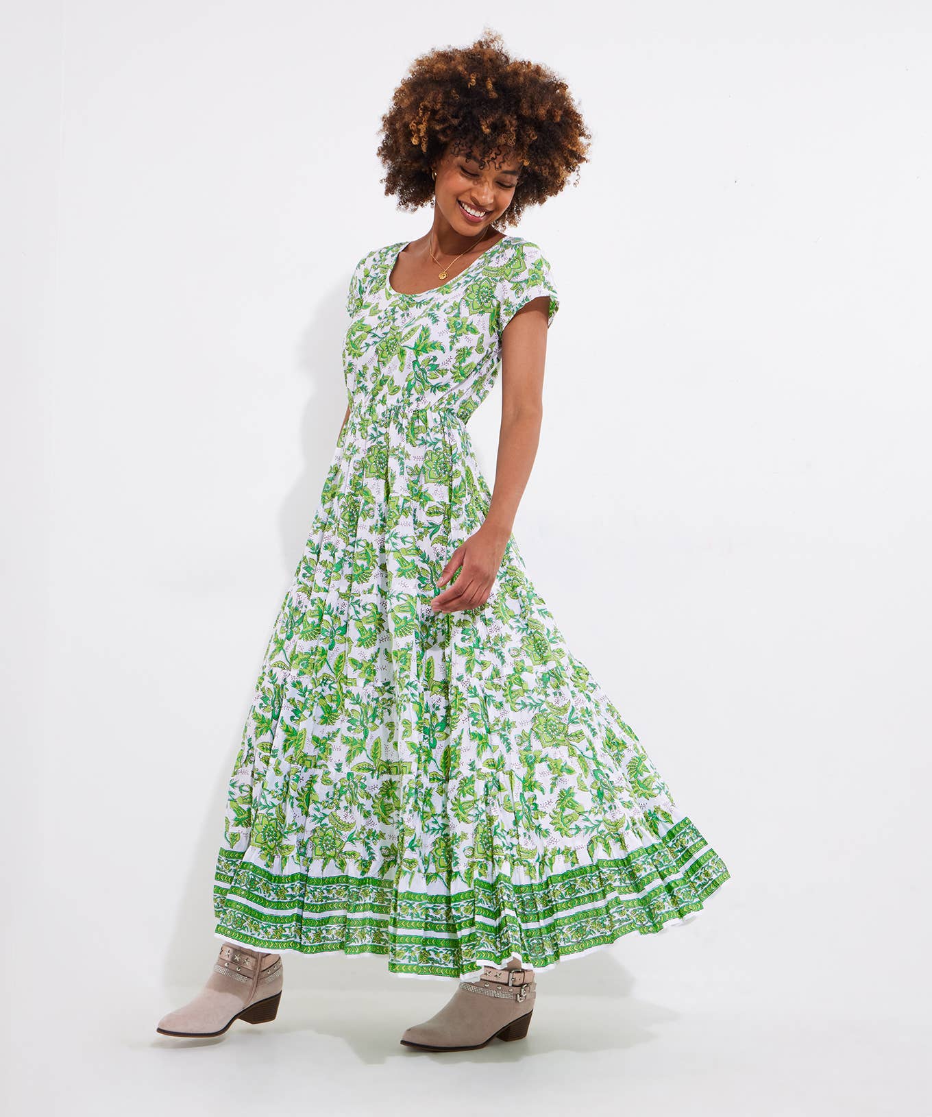 Petite Floral Crinkle Cotton Maxi Dress