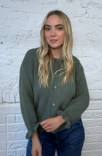 Alpaca Ruffled Cuff Cardigan