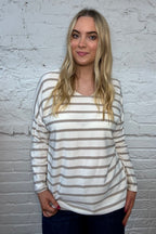 Soft Striped V-Neck Long Sleeve Top
