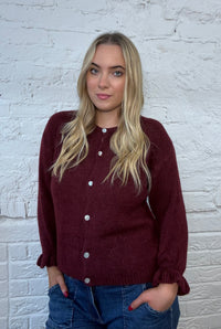 Alpaca Ruffled Cuff Cardigan