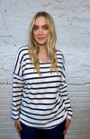 Soft Striped V-Neck Long Sleeve Top