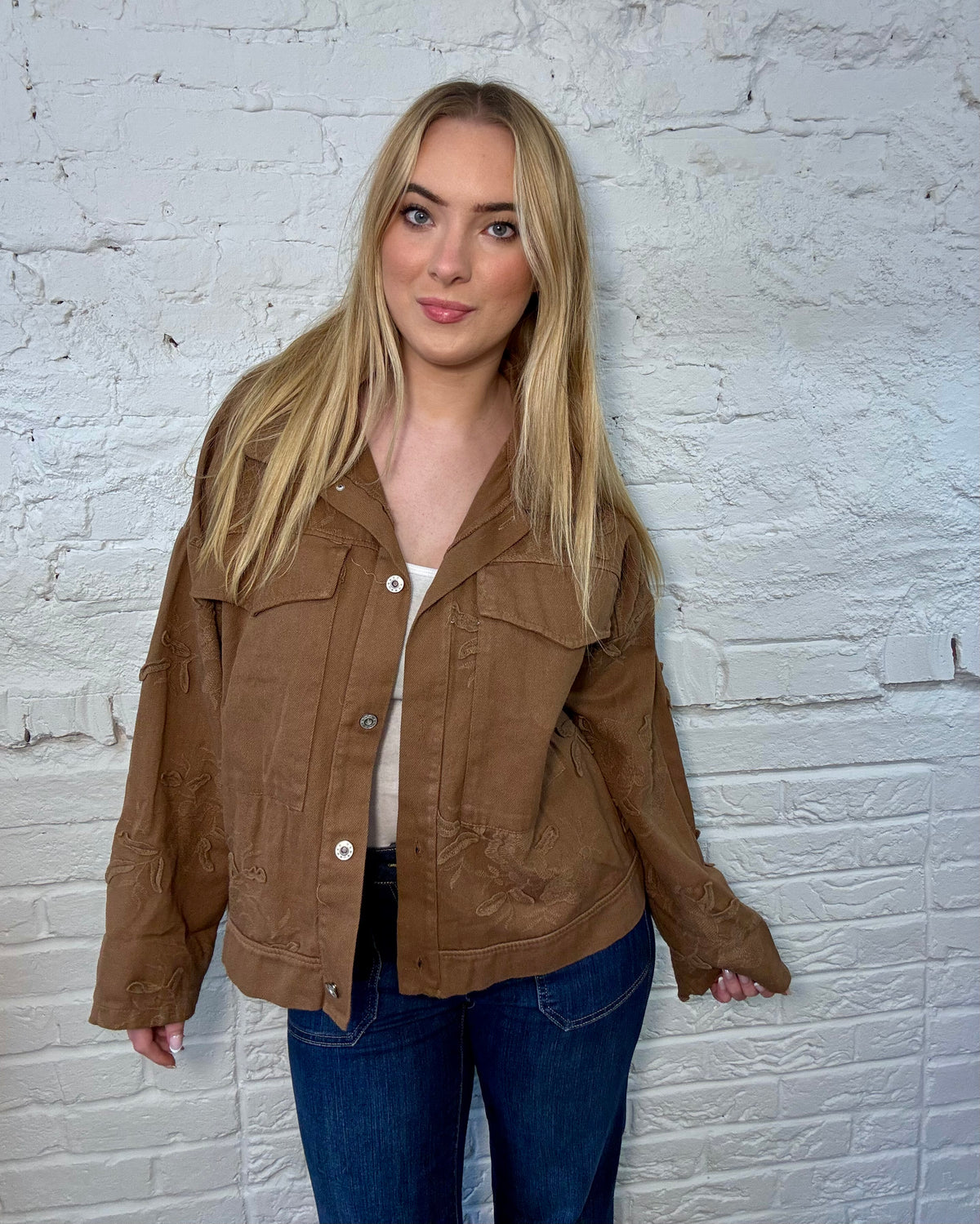 Appliqué Floral Denim Jacket