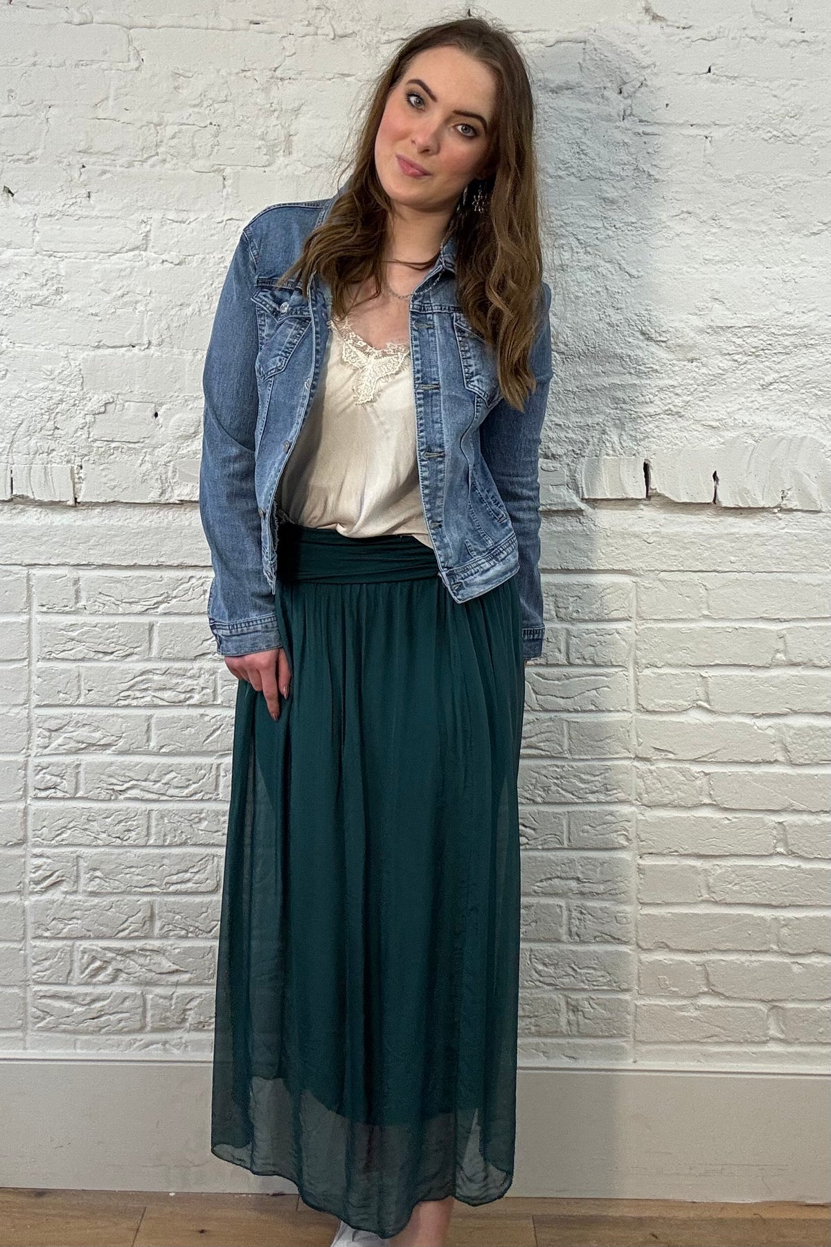 Falda superpuesta de seda (OS 8-16)