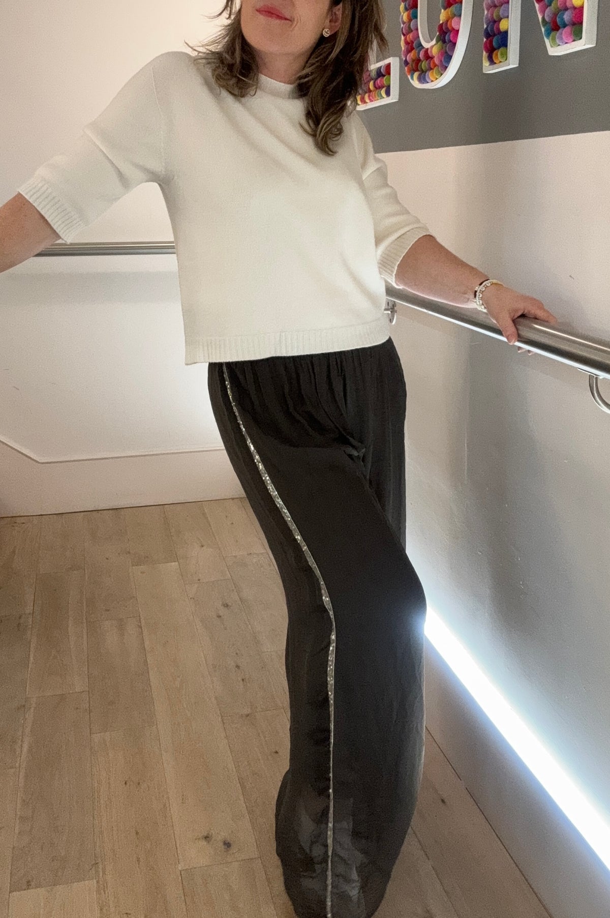 Sequin Stripe Silk Trousers